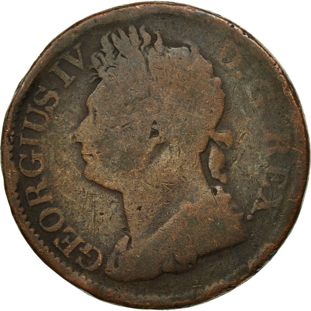 Coin, Ireland, 1/2 Penny, 1822, F(12-15), Copper, KM:150