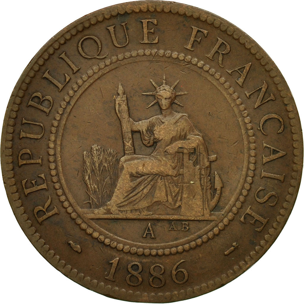 Coin, FRENCH INDO-CHINA, Cent, 1886, Paris, EF(40-45), Bronze, KM:1