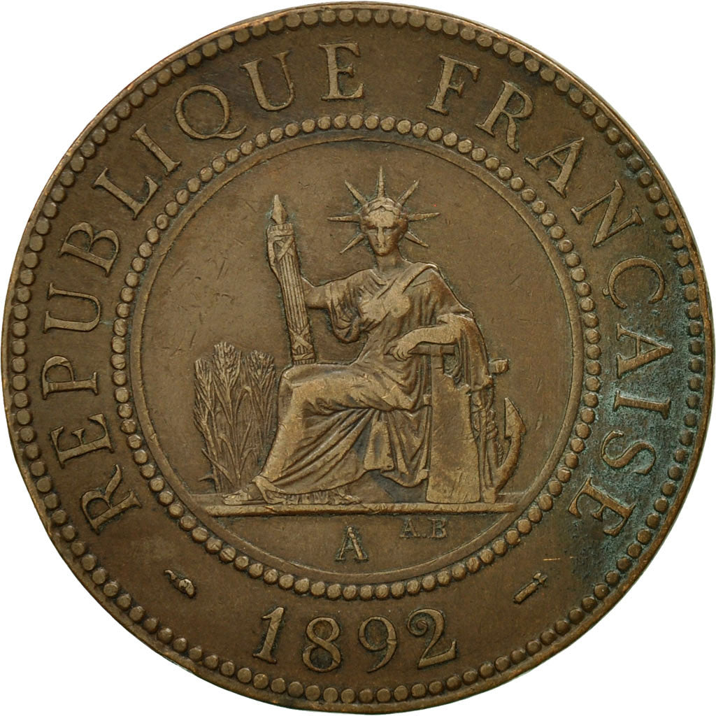 Coin, FRENCH INDO-CHINA, Cent, 1892, Paris, VF(30-35), Bronze, KM:1