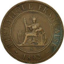 Coin, FRENCH INDO-CHINA, Cent, 1892, Paris, VF(30-35), Bronze, KM:1