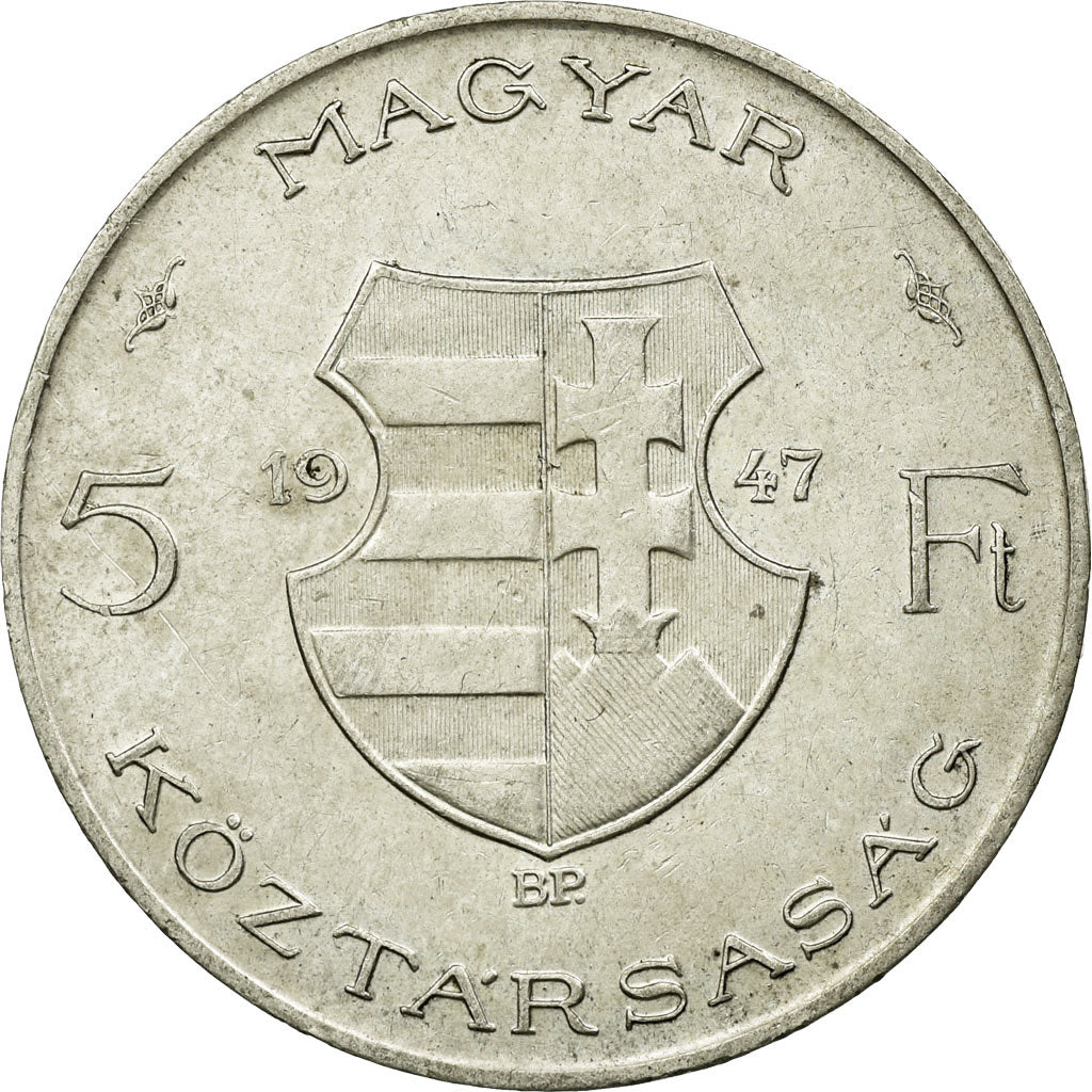 Coin, Hungary, 5 Forint, 1947, AU(50-53), Silver, KM:534a
