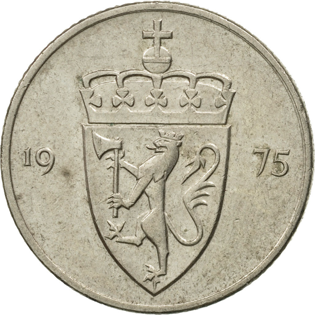 Coin, Norway, Olav V, 50 Öre, 1975, EF(40-45), Copper-nickel, KM:418