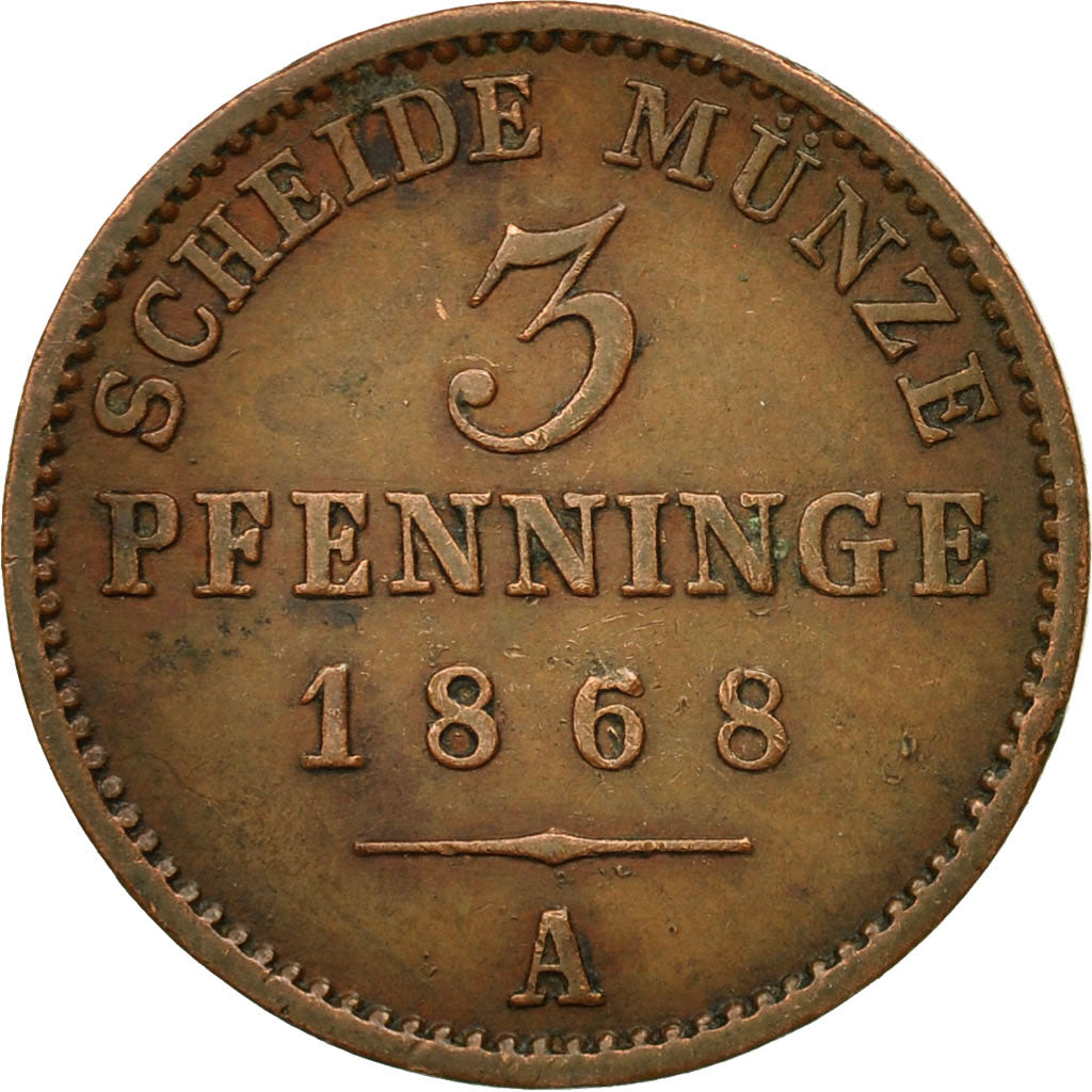 Coin, German States, PRUSSIA, Wilhelm I, 3 Pfennig, 1868, Berlin, EF(40-45)