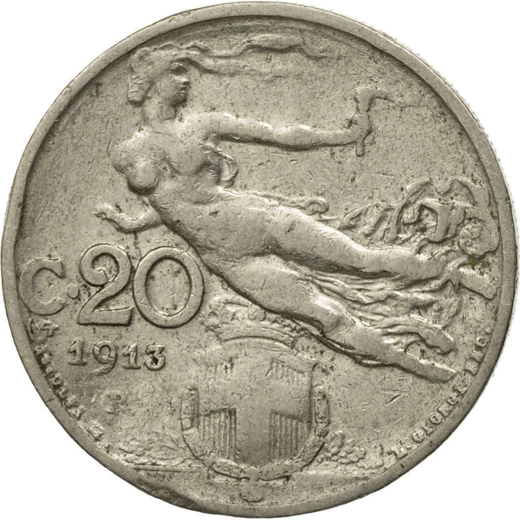 Moneta, Włochy, Vittorio Emanuele III, 20 Centesimi, 1913, Rome, EF(40-45)