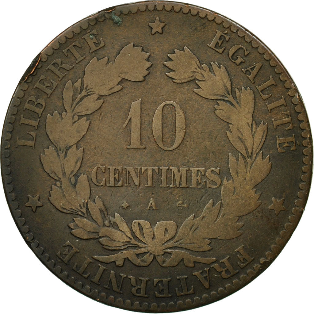 Coin, France, Cérès, 10 Centimes, 1872, Paris, VF(20-25), Bronze, KM:815.1