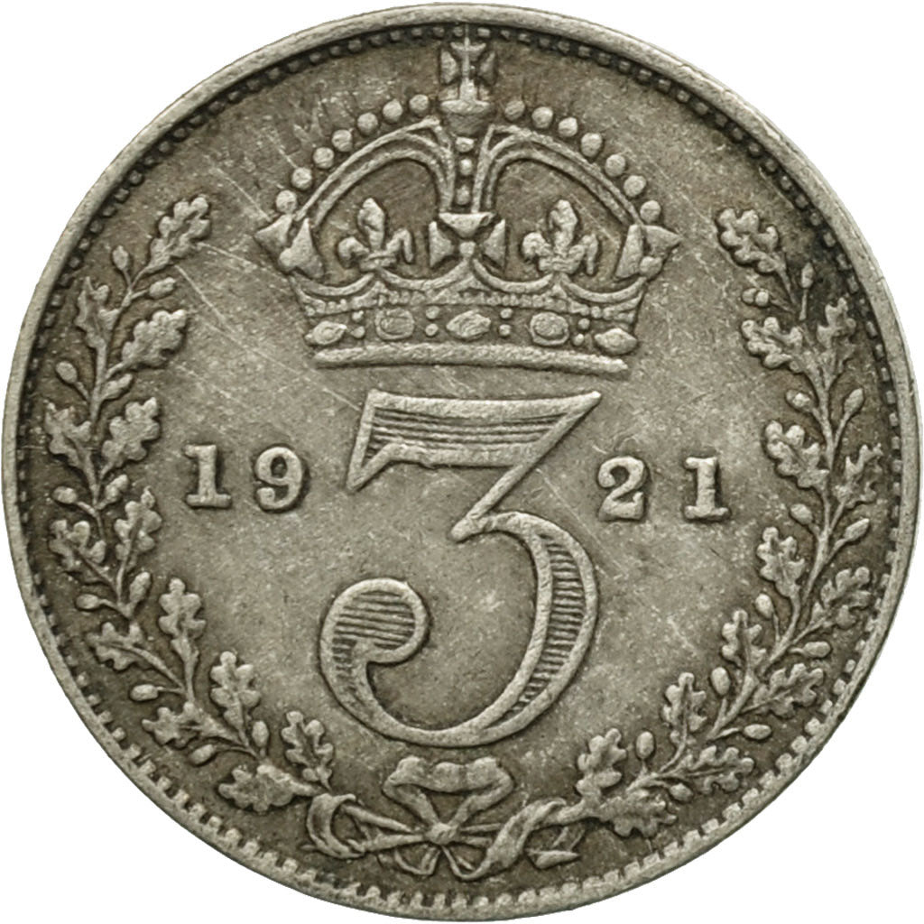 Coin, Great Britain, George V, 3 Pence, 1921, EF(40-45), Silver, KM:813a