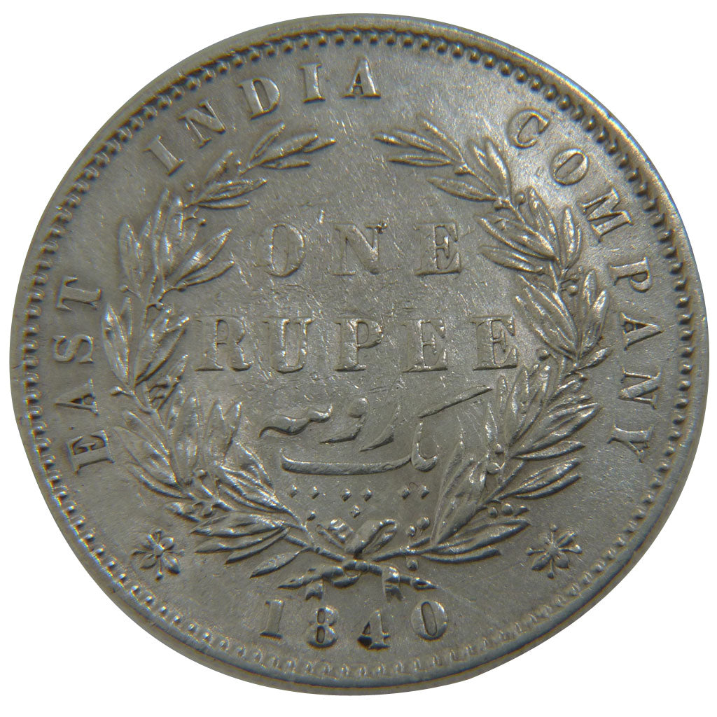 INDIA-BRITISH, Rupee, 1840, Madras, KM #457.8, AU(55-58), Silver, 11.50