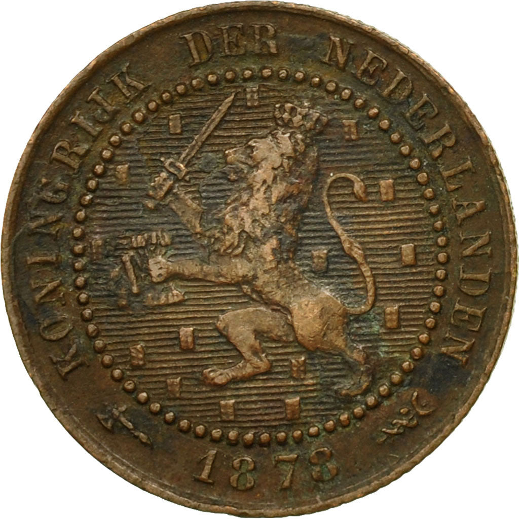 Moneda, Países Bajos, William III, Cent, 1878, BC+, Bronce, KM:107.1