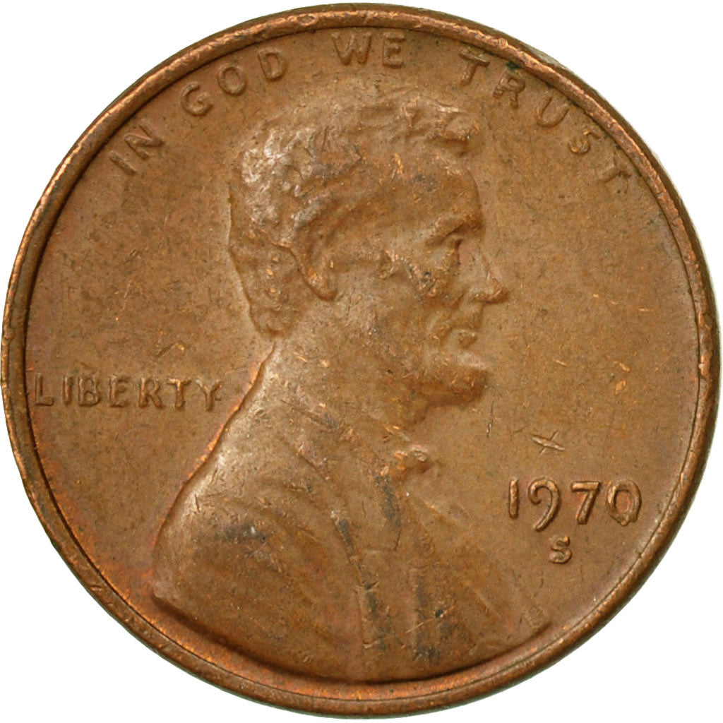 Coin, United States, Lincoln Cent, Cent, 1970, U.S. Mint, San Francisco