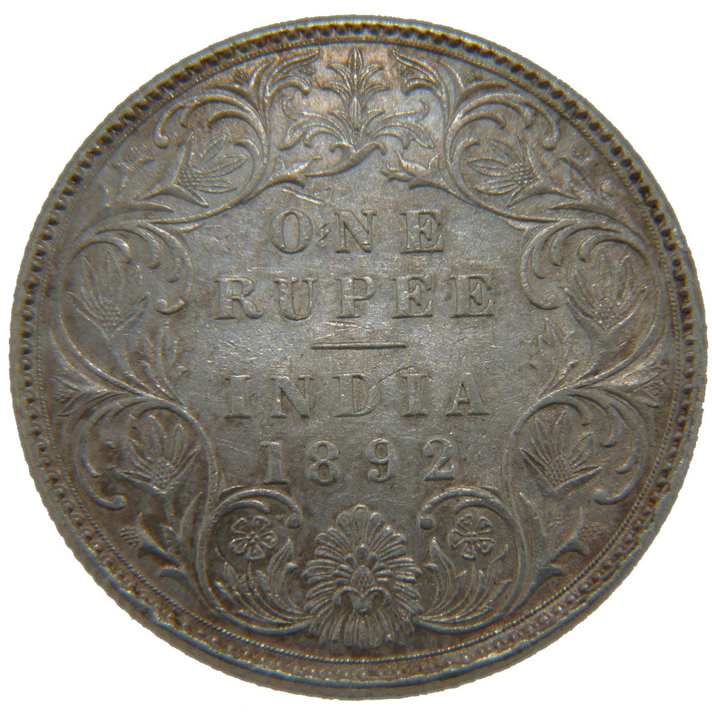 INDIA-BRITISH, Rupee, 1892, KM #492, AU(55-58), Silver, 30.79, 11.50