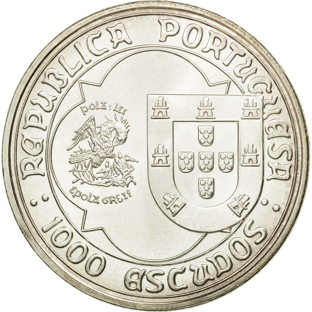 Coin, Portugal, 1000 Escudos, Undated (1995), Lisbon, AU(55-58), Silver, KM:685