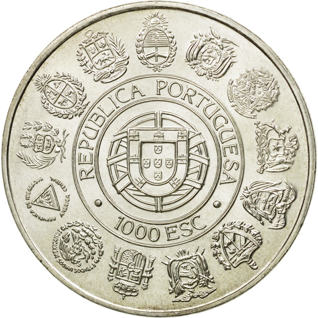 Coin, Portugal, 1000 Escudos, 1992, Lisbon, AU(55-58), Silver, KM:657