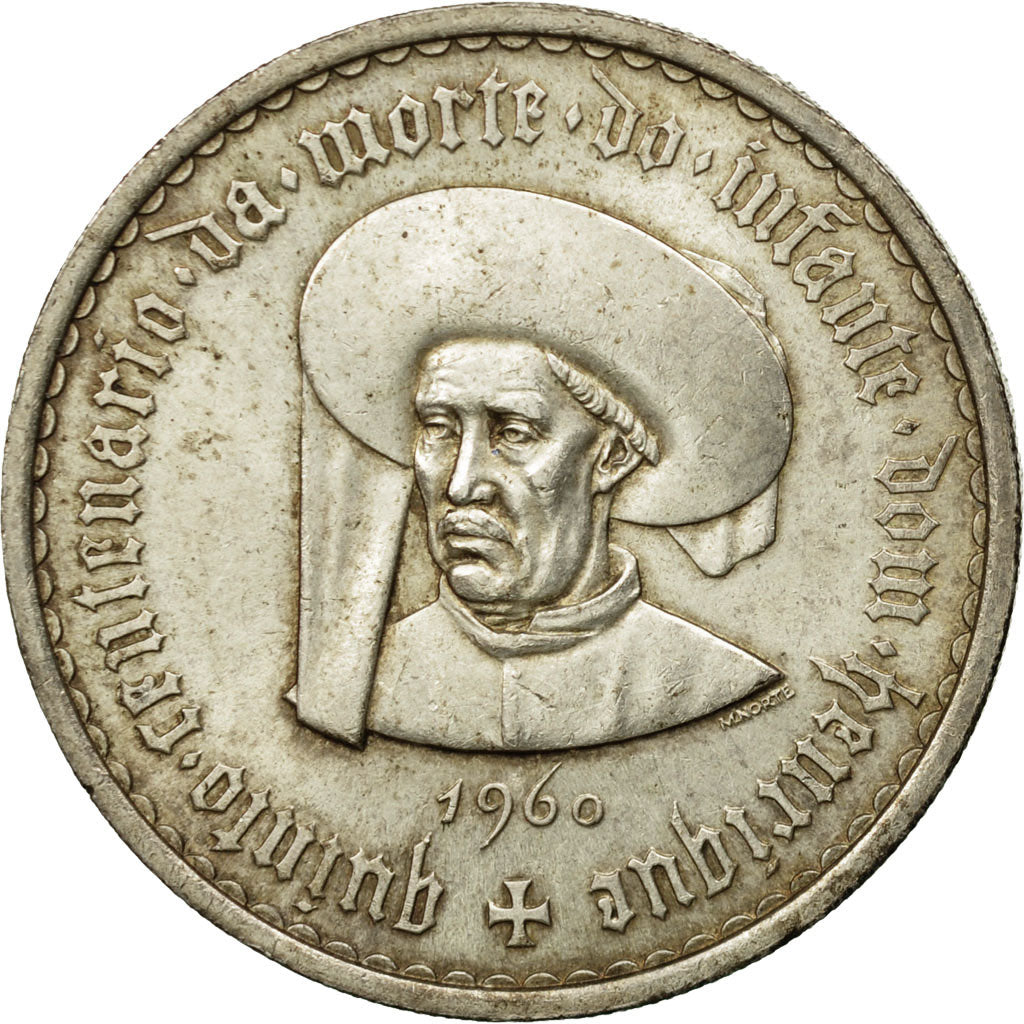 Münze, Portugal, 20 Escudos, 1960, SS+, Silber, KM:589