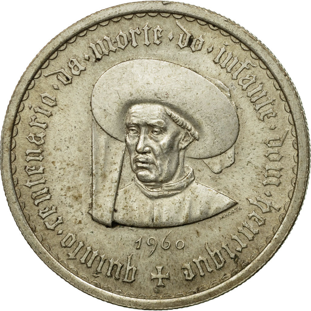 Coin, Portugal, 10 Escudos, 1960, Lisbon, AU(50-53), Silver, KM:588