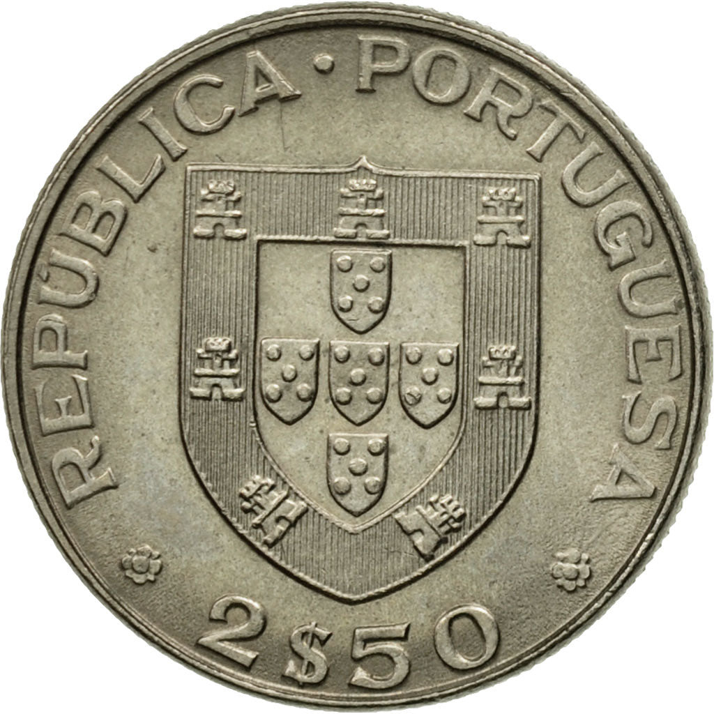 Coin, Portugal, 2-1/2 Escudos, 1977, Lisbon, AU(55-58), Copper-nickel, KM:605