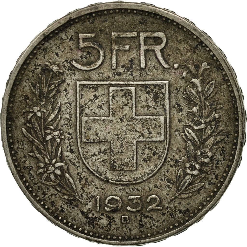 Coin, Switzerland, 5 Francs, 1932, Bern, VG(8-10), Silver, KM:40