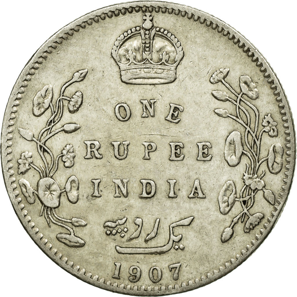 Coin, INDIA-BRITISH, Edward VII, Rupee, 1907, VF(30-35), Silver, KM:508