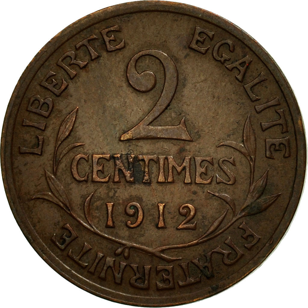 Moneta, Francia, Dupuis, 2 Centimes, 1912, Paris, MB+, Bronzo, KM:841, Le