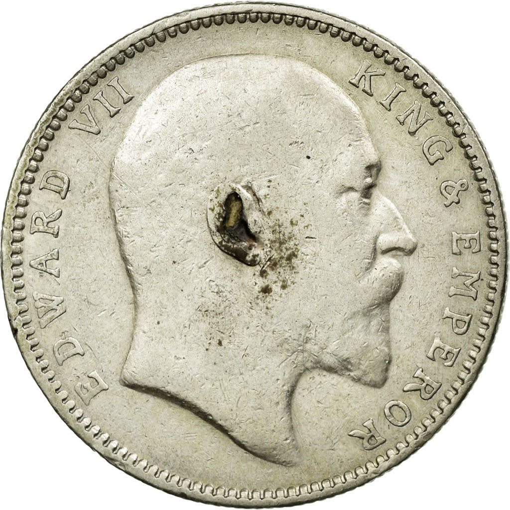 Coin, INDIA-BRITISH, Edward VII, Rupee, 1907, EF(40-45), Silver, KM:508
