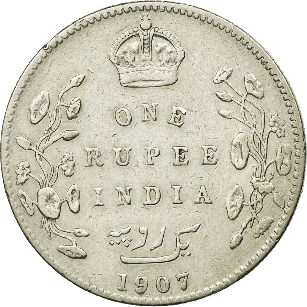 Coin, INDIA-BRITISH, Edward VII, Rupee, 1907, EF(40-45), Silver, KM:508