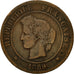 Monnaie, France, Cérès, 5 Centimes, 1889, Paris, TB, Bronze, KM:821.1
