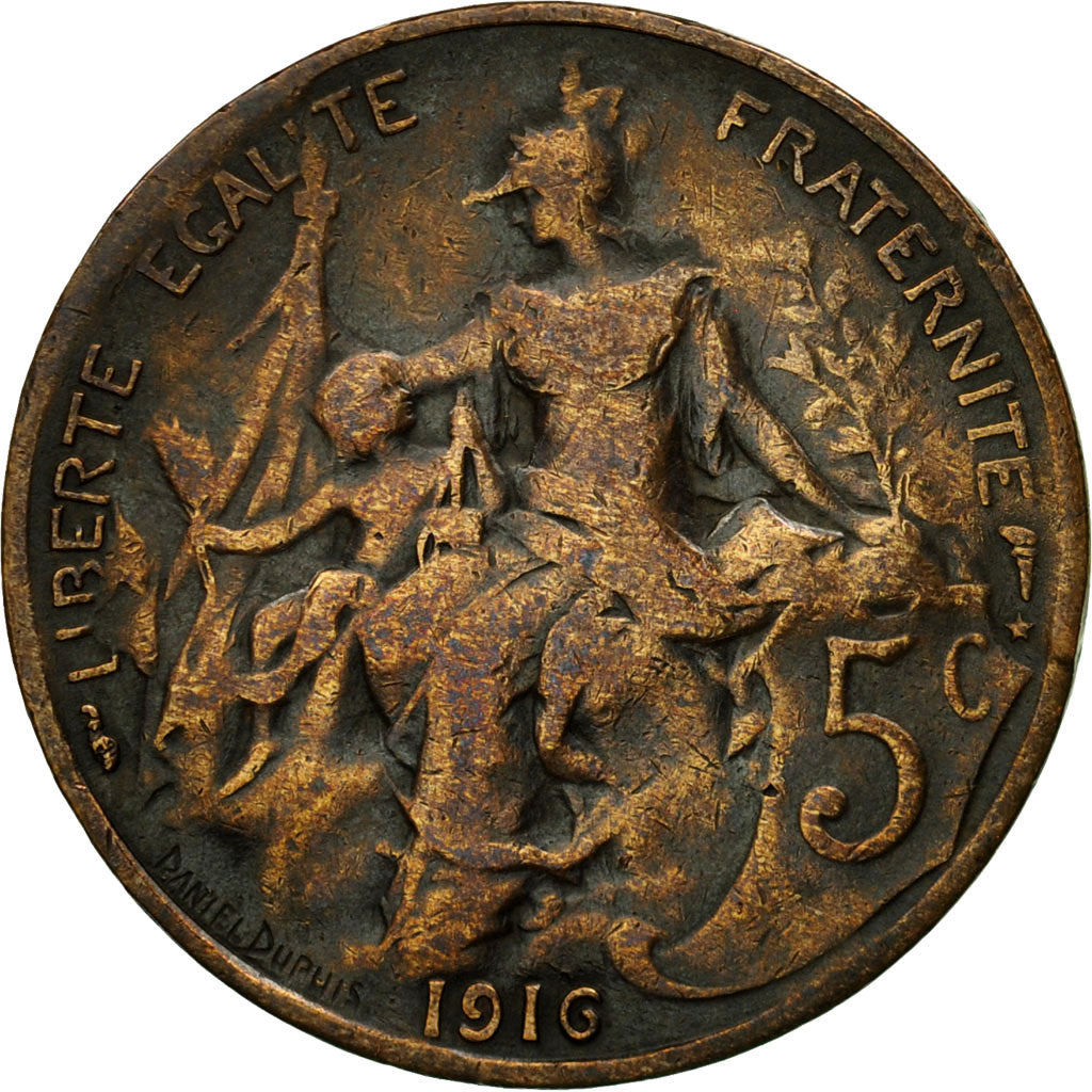 Coin, France, Dupuis, 5 Centimes, 1916, Paris, AU(50-53), Bronze, KM:842