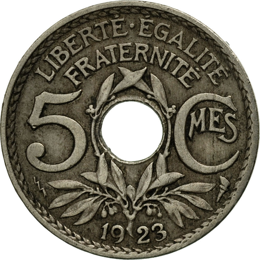 Moneta, Francia, Lindauer, 5 Centimes, 1923, Poissy, BB, Rame-nichel, KM:875
