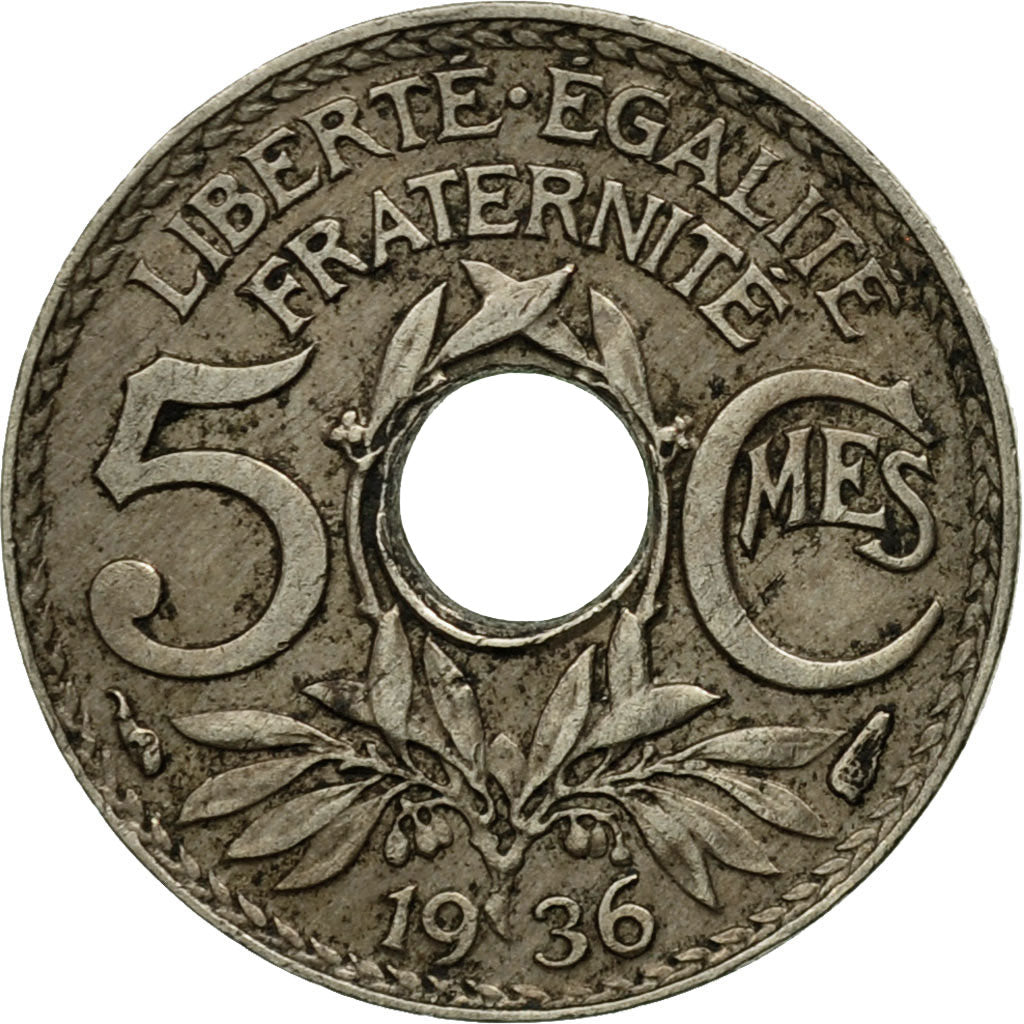 Coin, France, Lindauer, 5 Centimes, 1936, Paris, EF(40-45), Copper-nickel