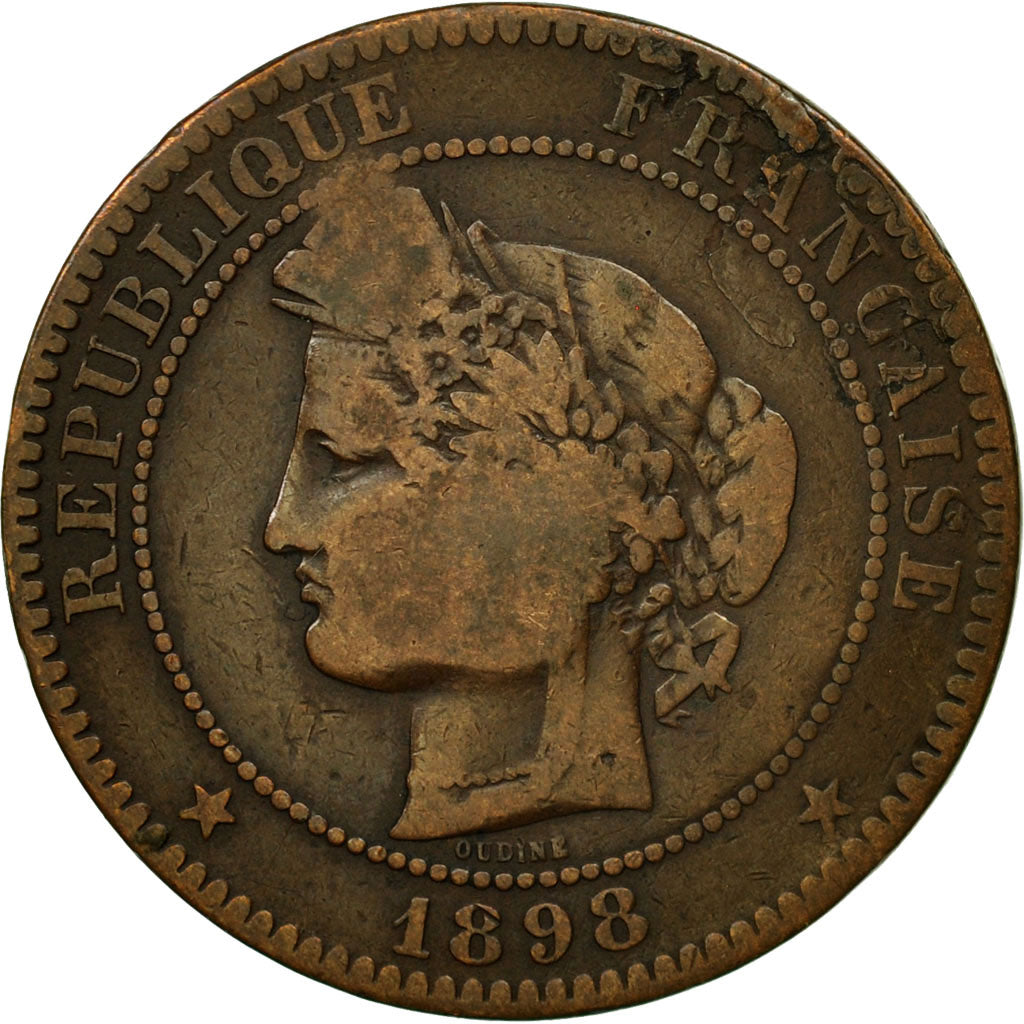 Monnaie, France, Cérès, 10 Centimes, 1898, Paris, B, Bronze, KM:815.1, Le
