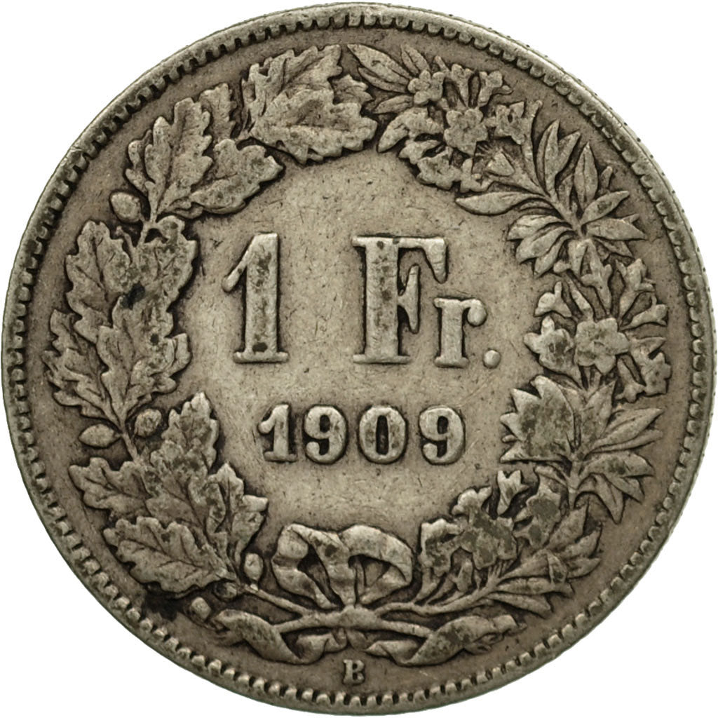 Coin, Switzerland, Franc, 1909, Bern, EF(40-45), Silver, KM:24