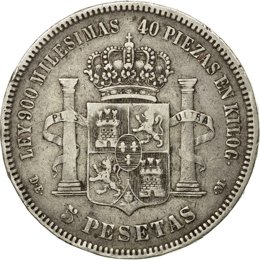 Coin, Spain, Alfonso XII, 5 Pesetas, 1875, Madrid, VF(30-35), Silver, KM:671