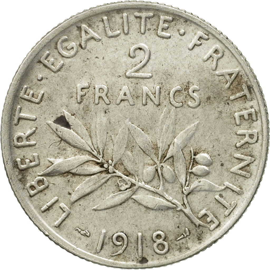 Coin, France, Semeuse, 2 Francs, 1918, Paris, EF(40-45), Silver, KM:845.1, Le