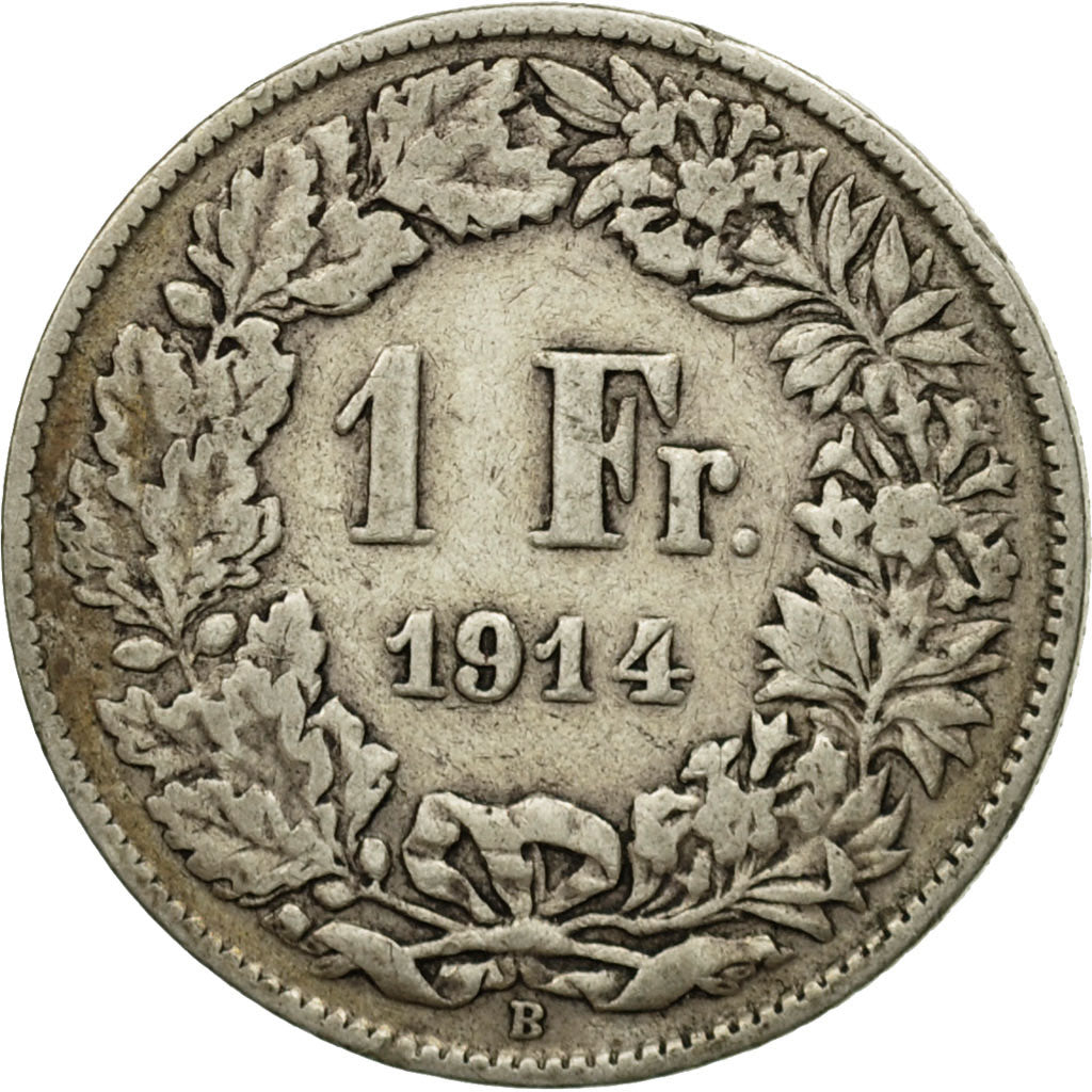 Moneda, Suiza, Franc, 1914, Bern, MBC, Plata, KM:24