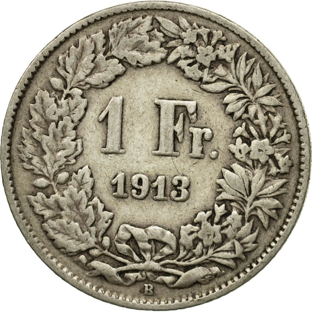 Coin, Switzerland, Franc, 1913, Bern, EF(40-45), Silver, KM:24