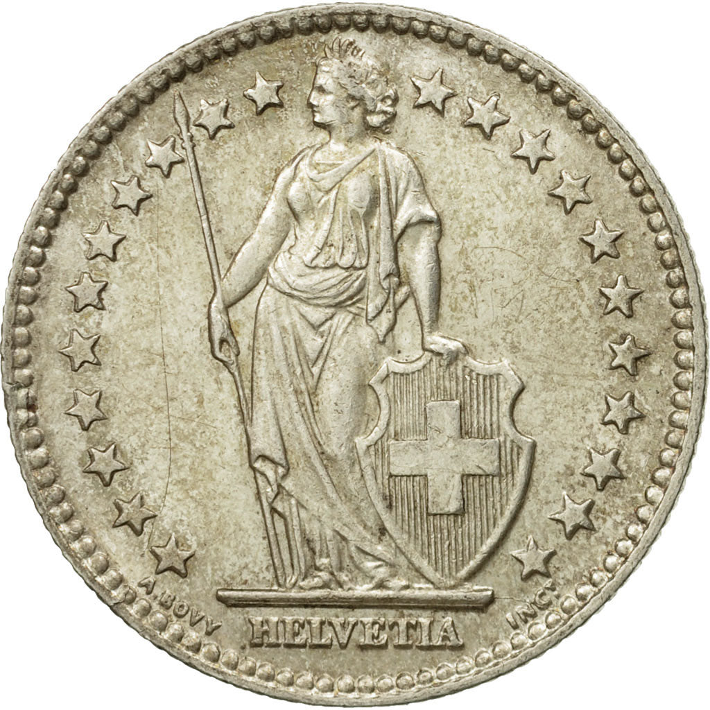 Coin, Switzerland, 2 Francs, 1955, Bern, AU(50-53), Silver, KM:21