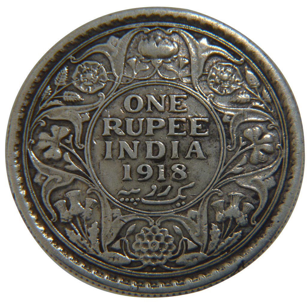 INDIA-BRITISH, Rupee, 1918, KM #524, AU(50-53), Silver, 11.50