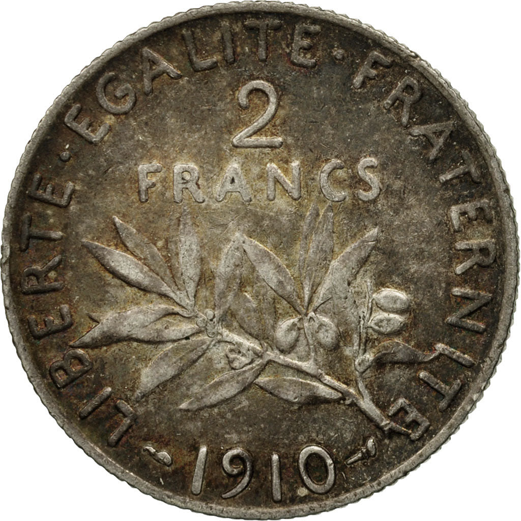Coin, France, Semeuse, 2 Francs, 1910, Paris, VF(30-35), Silver, KM:845.1