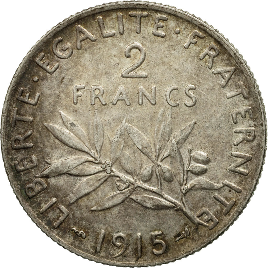 Coin, France, Semeuse, 2 Francs, 1915, Paris, EF(40-45), Silver, KM:845.1