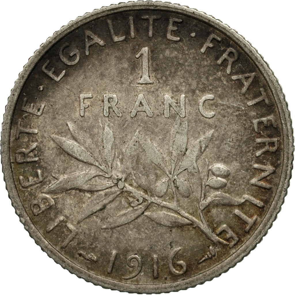 Coin, France, Semeuse, Franc, 1916, Paris, EF(40-45), Silver, KM:844.1