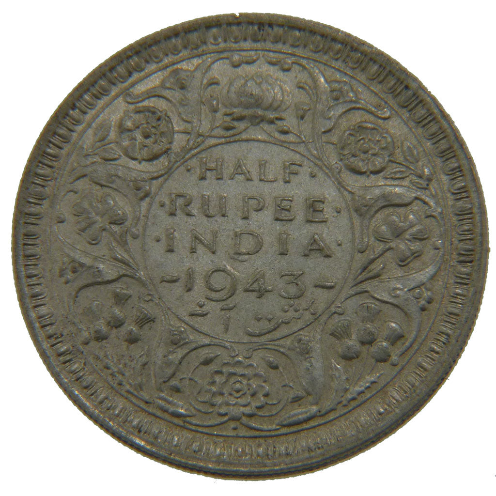 INDIA-BRITISH, 1/2 Rupee, 1943, KM #552, AU(55-58), Silver, 24.1, 6.00