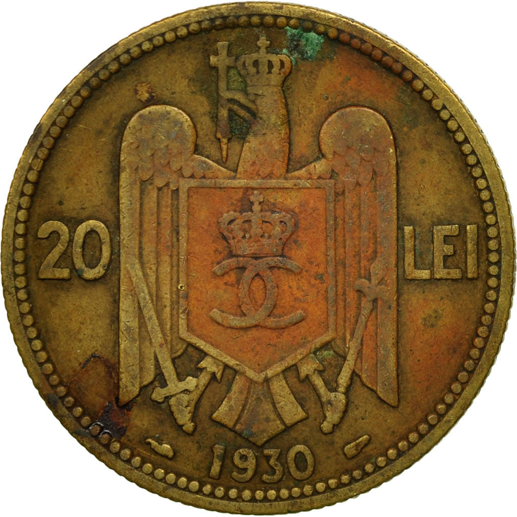 Monnaie, Roumanie, Carol II, 20 Lei, 1930, TB, Nickel-brass, KM:51