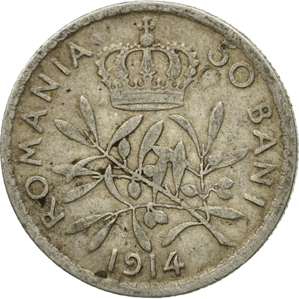 Coin, Romania, Carol I, 50 Bani, 1914, EF(40-45), Silver, KM:41