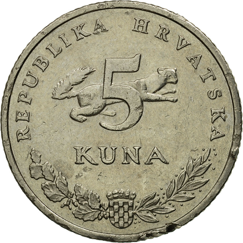 Moneda, Croacia, 5 Kuna, 2001, BC, Cobre - níquel - cinc, KM:11