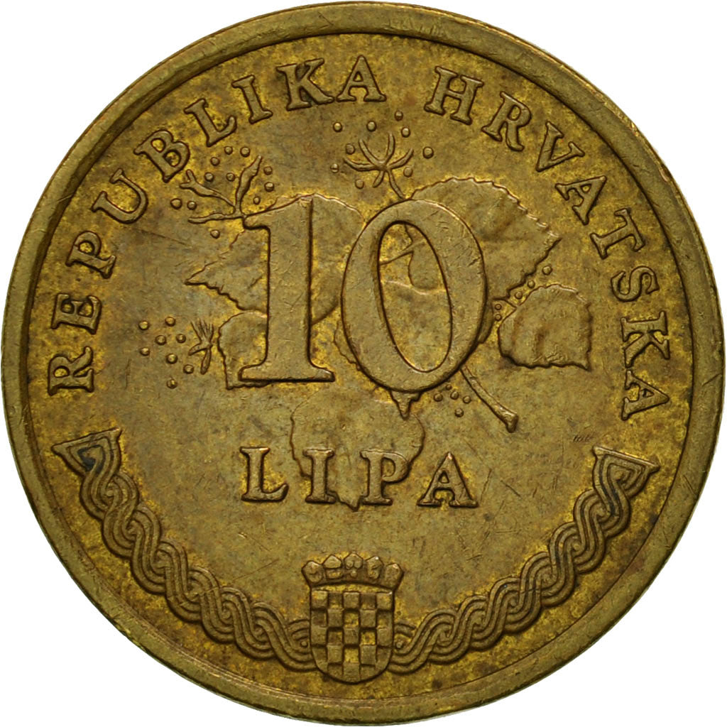 Moneta, Chorwacja, 10 Lipa, 1999, EF(40-45), Mosiądz platerowany stalą, KM:6