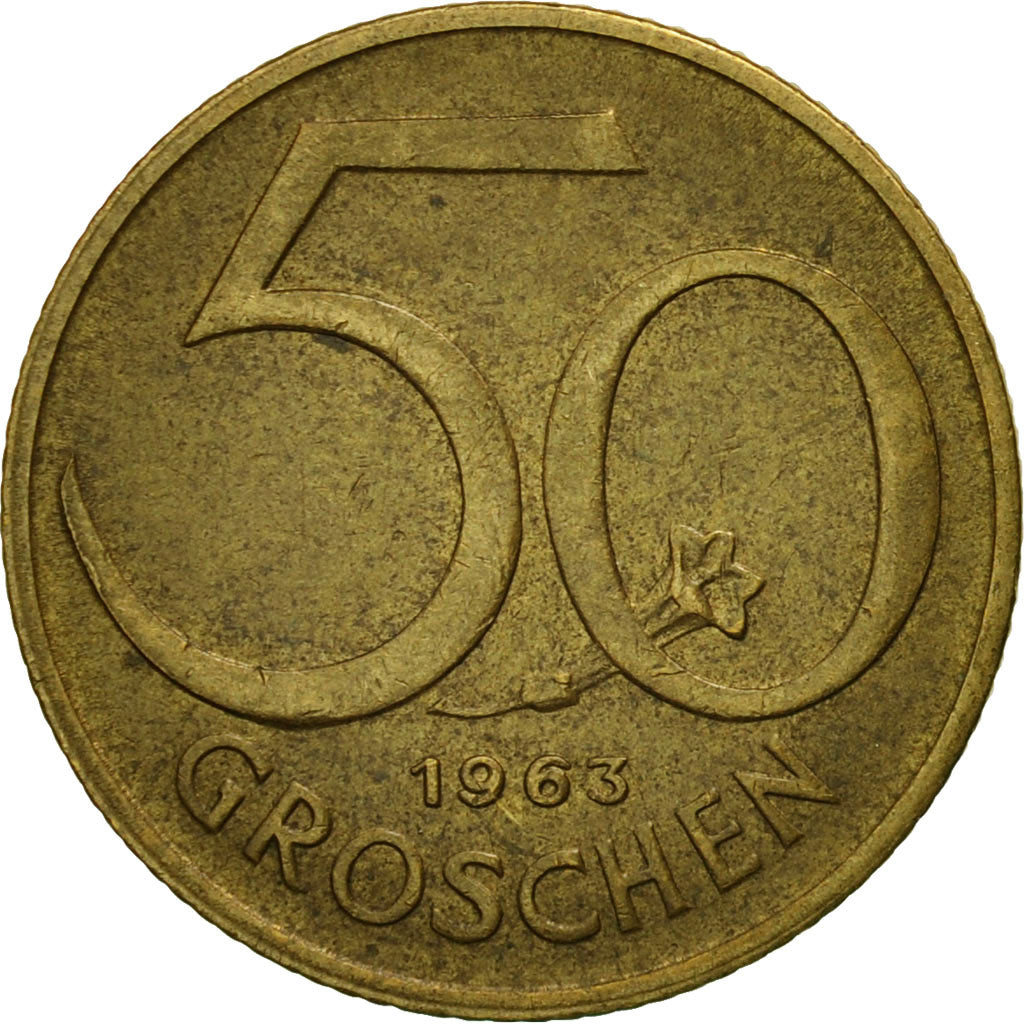 Coin, Austria, 50 Groschen, 1963, EF(40-45), Aluminum-Bronze, KM:2885