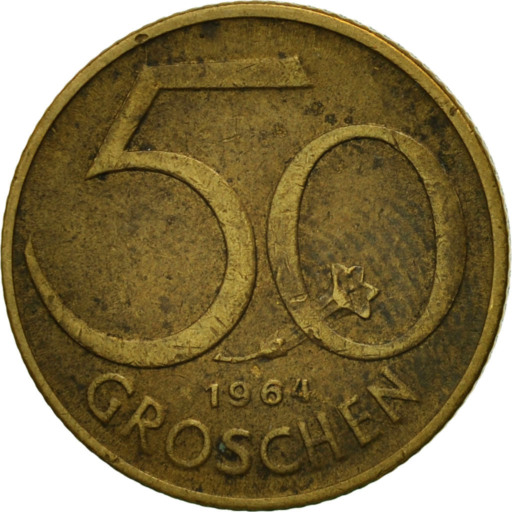 Coin, Austria, 50 Groschen, 1964, EF(40-45), Aluminum-Bronze, KM:2885