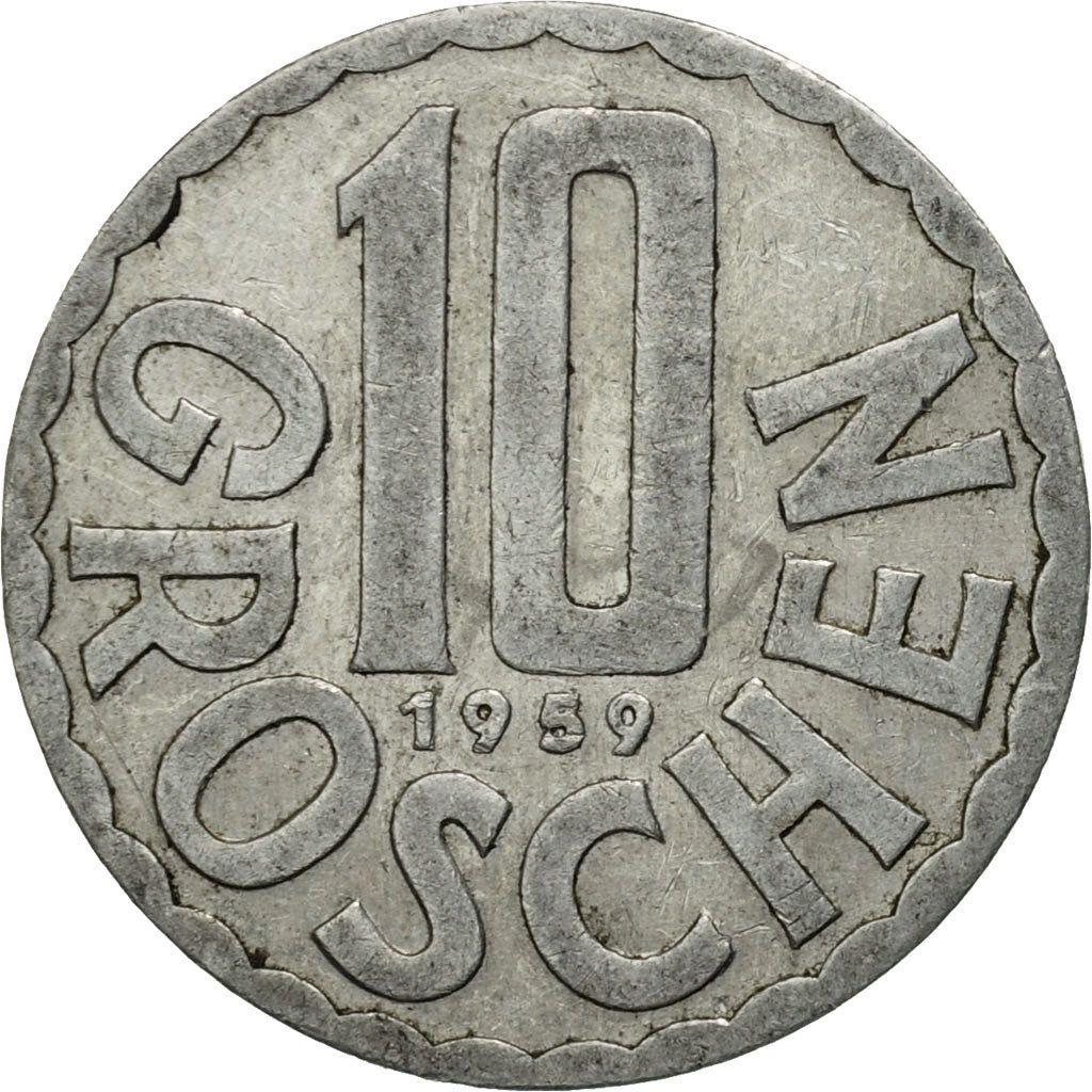 Coin, Austria, 10 Groschen, 1959, Vienna, EF(40-45), Aluminum, KM:2878