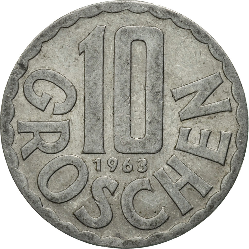 Coin, Austria, 10 Groschen, 1963, Vienna, EF(40-45), Aluminum, KM:2878