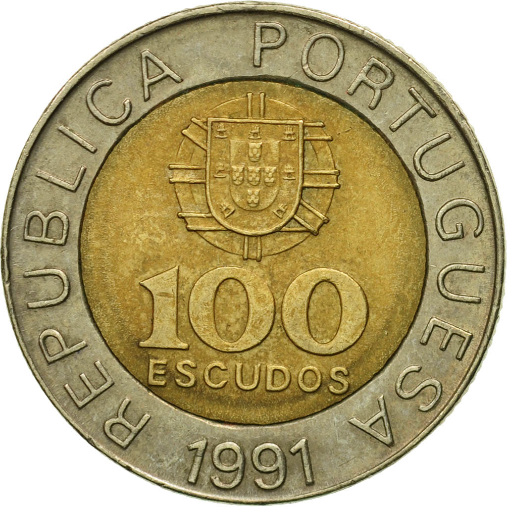 Monnaie, Portugal, 100 Escudos, 1991, TB+, Bi-Metallic, KM:645.1