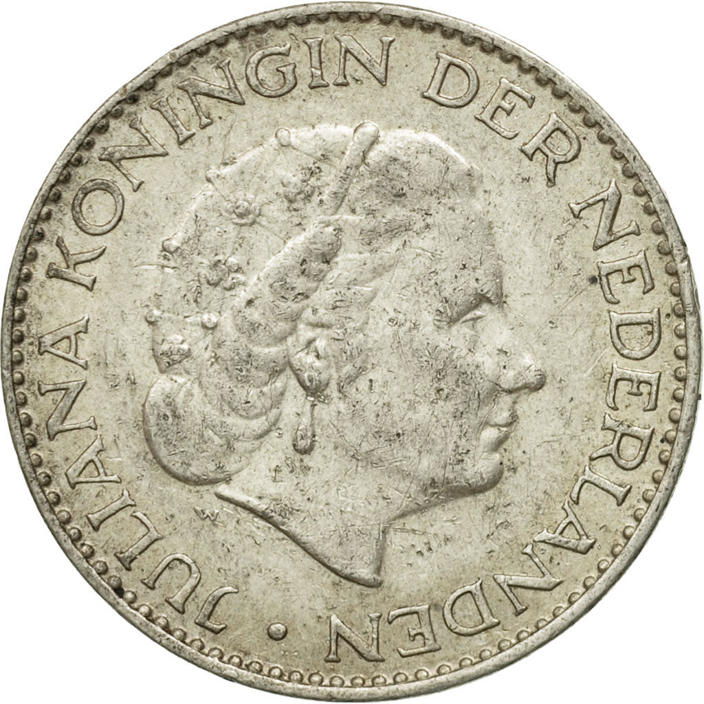 Coin, Netherlands, Juliana, Gulden, 1957, VF(30-35), Silver, KM:184